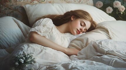Obraz premium Beautiful young woman resting at home. 