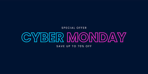 Cyber ​​Monday typography design. Cyber ​​Monday sale banner. Seasonal discount background. Vector illustration