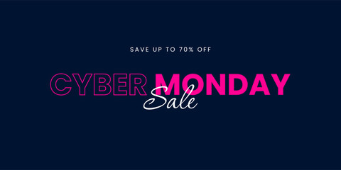 Cyber ​​Monday typography design. Cyber ​​Monday sale banner. Seasonal discount background. Vector illustration