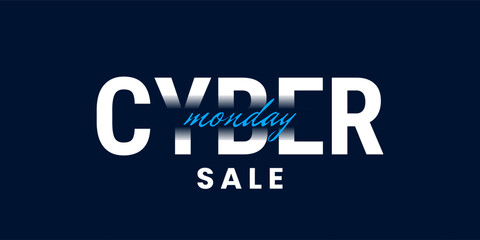 Cyber ​​Monday design template. Cyber ​​Monday sale banner with modern typography. Vector illustration