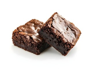 Luscious Chocolate Brownie Slices Displayed on a Clean White Background with Copy Space
