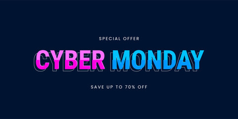 Cyber ​​Monday design template. Cyber ​​Monday sale banner with modern typography. Vector illustration