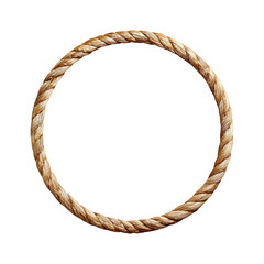 Fototapeta premium Circle Rope frame crafted from intertwined rope, Nautical or cowboy concept idea a transparent background..