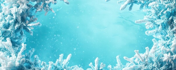 Frosty Watercolor Border: Snowflakes & Soft Icy Blue Tones Create Perfect Center Space for Your Text