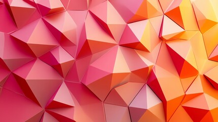 Fototapeta premium A vibrant abstract background featuring a mix of red, pink, and orange triangular shapes in a dynamic geometric pattern.