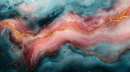 Fototapeta premium Abstract pink and blue marble liquid texture with gold splashes, luxury background,clear tones