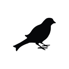 Sparrow vector silhouette isolated on white background.