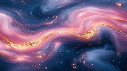Abstract pink and blue marble liquid texture with gold splashes, luxury background,clear tones