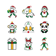 Christmas Santa claus, animals