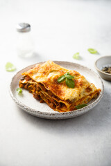 Homemade lasagna with minced beef