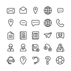 Customer Support and Communication Icon Set - Blue Outline Vector Design