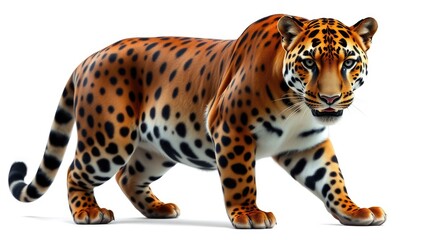 Obraz premium Panthera on a white isolated, portrait of a jaguar Panthera Leo