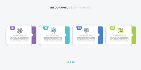 Timeline Creator infographic template. 4 Step timeline journey, calendar Flat simple infographics design template