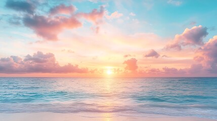 Obraz premium Breathtaking sunset over serene ocean waves a captivating moment of nature's beauty captured in time