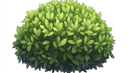 Round Green Bush with Smooth Overlapping Leaves