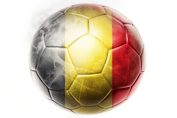 Fototapeta premium Double Exposure Photography of Belgium Flag and Soccer Ball on White Background for Sports Enthusiasts and National Pride
