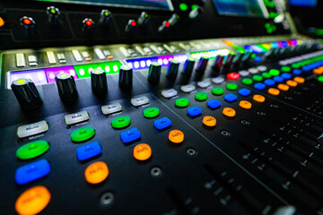 Closeup of sound control panel