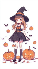 halloween witch costume with pumpkin hat for spooky fun,Generated By Ai