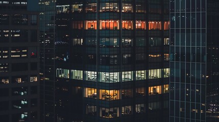 Modern Skyscraper Building with Green Landscaping and Blue Sky