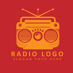 A radio logo typically symbolizes communication and broadcasting.