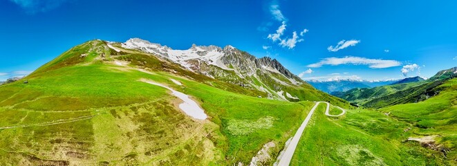 mountain, landscape, sky, nature, mountains, summer, rock, alps, peak, valley, green, view, snow, clouds, cloud, travel, panorama, grass, hiking, high, meadow, hill, forest, France, valloire