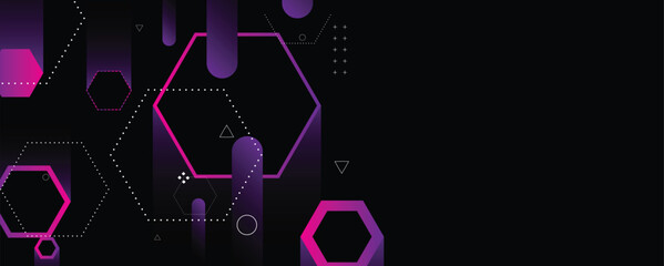 Fototapeta premium Purple hexagon style background for science and technology presentation