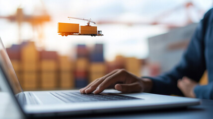 Supply Chain Logistics Management with Laptop