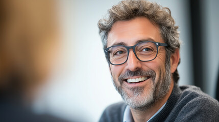 Fototapeta premium Leader Motivating Team in Brainstorming Session with Glasses