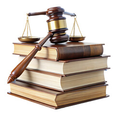 Scales of Justice with Gavel and Law Books Symbol of the Legal Profession Courtroom Justice