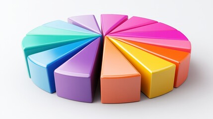 Obraz premium Colorful pie chart slices showcasing various segments, ideal for presentations and infographics, isolated on white background.