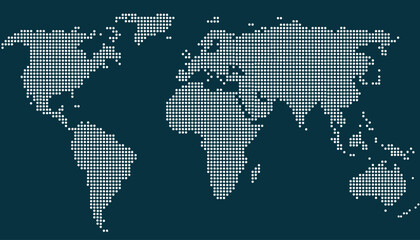 Dotted color world map vector.