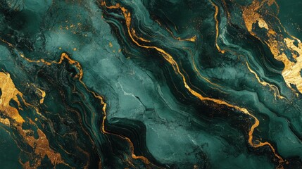 Elegant green and gold abstract marble texture design