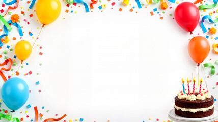 Colorful Gift Boxes and Stars Frame on White Background