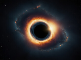 Obraz premium Black Hole in Deep Space Surrounded by Glowing Light and Stars