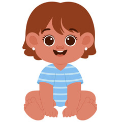 Happy Cute Baby Girl Illustration