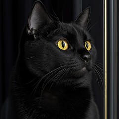 Regal Black and White Cat Portrait on Standard Scale