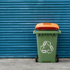 green garbage bin recycle bin at shop