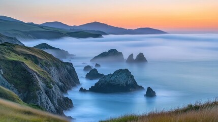 Serene Coastal Landscape at Twilight