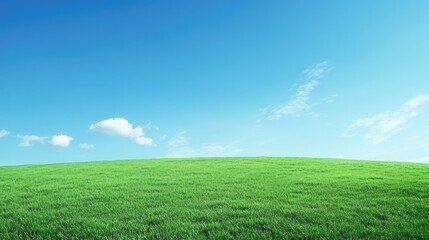 Obraz premium Lush Green Field Under Clear Blue Sky