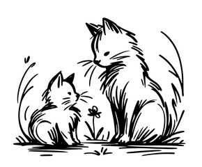 detailed yet minimalist cat illustrations, blending simplicity with the unique characteristics of each feline black vector