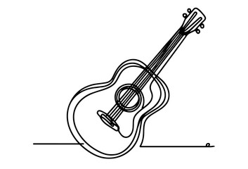 Fototapeta premium graceful monoline depiction of a guitar in a balanced composition black vector