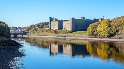 Scenic Castle Reflection by the River