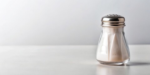 Minimalist Salt Shaker on White Background, Simple Kitchen Decor, Modern Culinary Art, Elegant Table Setting, Clean Design, Essential Kitchen Item, Stylish Homeware, Culinary Essentials