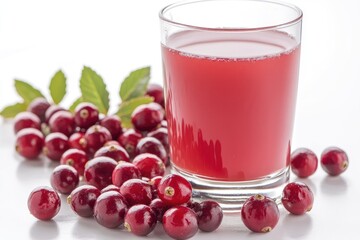 Glass of Cranberry Juice with Fresh Cranberries