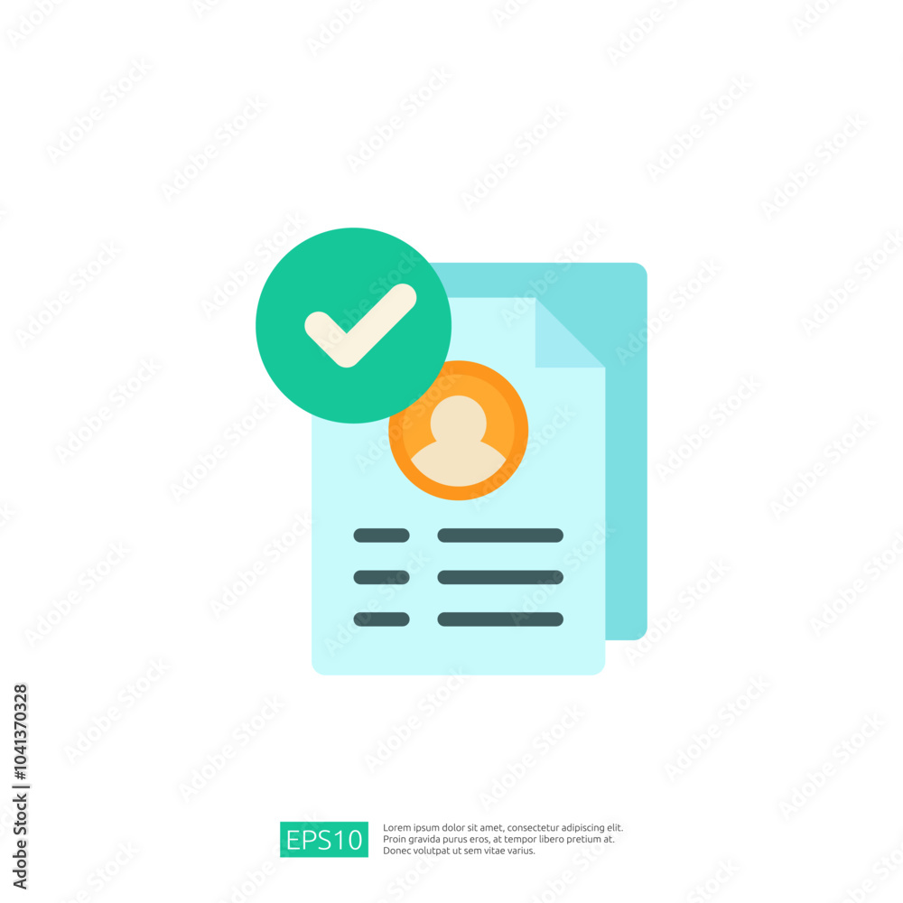 Poster this image depicts a document with a user profile icon and a checkmark, symbolizing verification or 