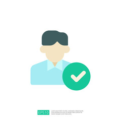 This image features a simplified illustration of a person with a checkmark, symbolizing approval or verification. It conveys a sense of trust and confirmation.