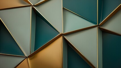 Intricate Teal and Gold Geometric Patterns with 3D Effect