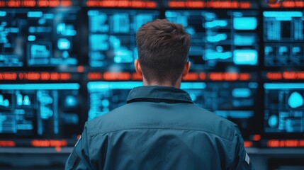 Efficient warehouse staff utilizing digital screens for effective inventory organization and management in a high-tech environment