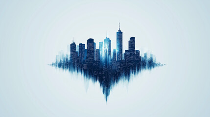 Fototapeta premium abstract city skyline, manly, abstract, serious, logo, simple, no background, black background.
