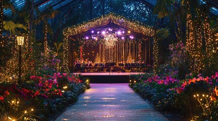 Fototapeta premium Enchanting Stage in Lush Botanical Garden